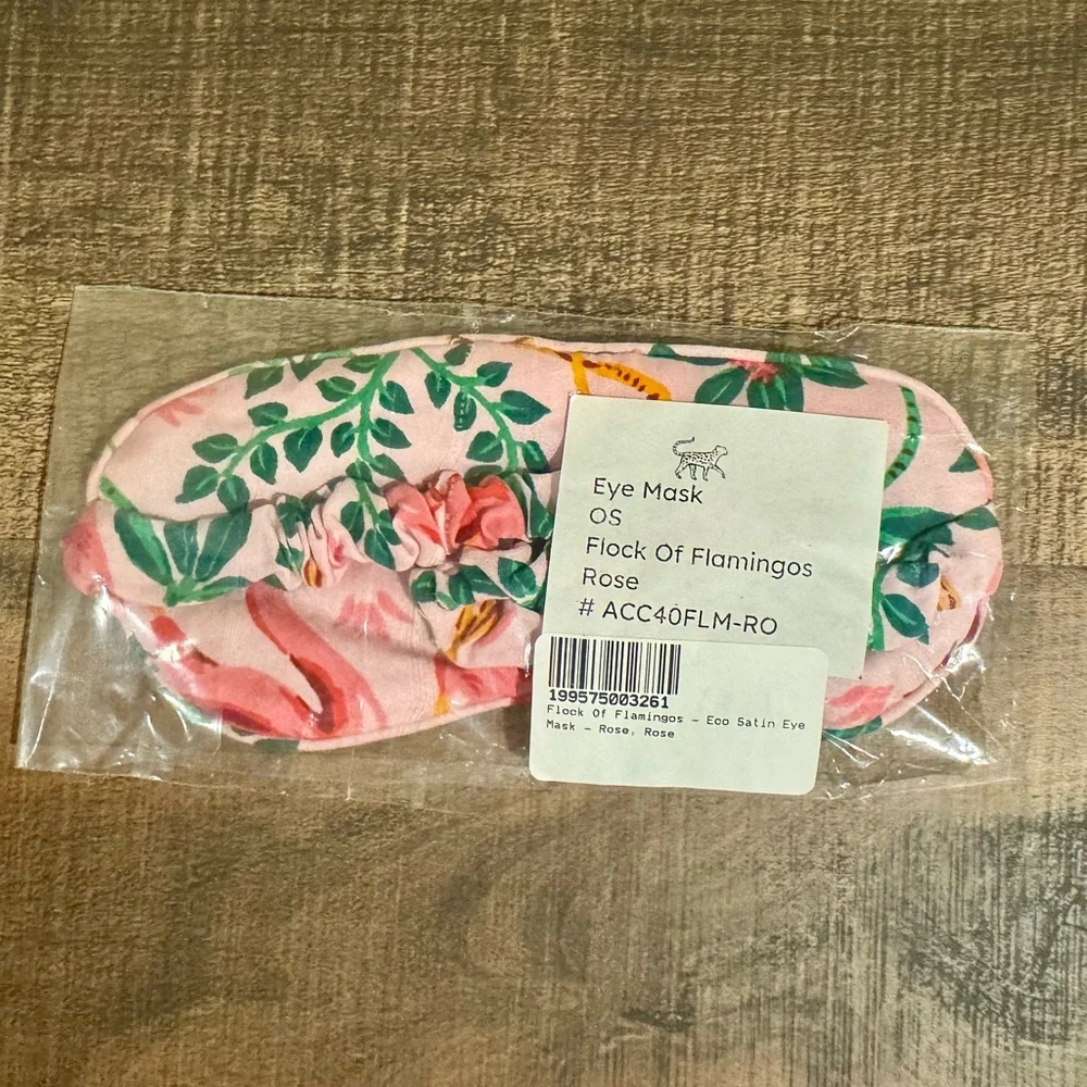 *NWT* Flamingo Print Women's Satin Eye Mask